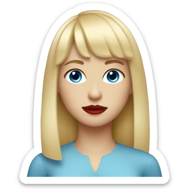 blonde girl with bangs blue eyes and red lips sticker