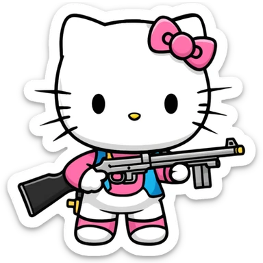 hello kitty with gun sticker