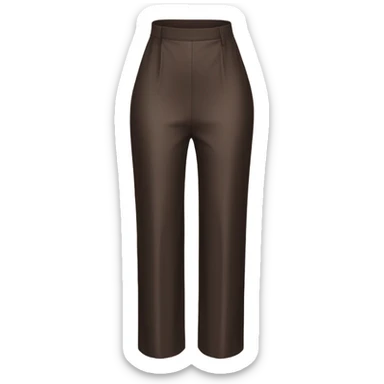 high waist long wide leg dressy casual pants in shiny Dark Brown material sticker