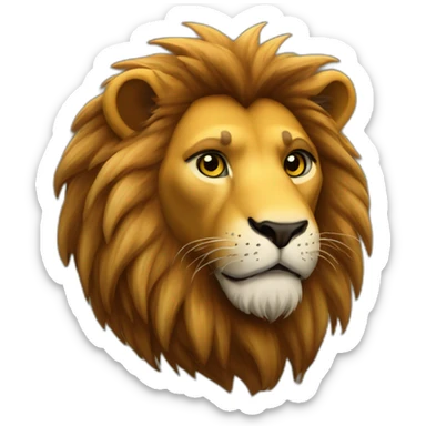 Lion fourrure jaune crinière brune qui sourit  sticker