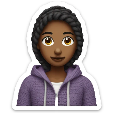 Girl crocheting a hoodie sticker