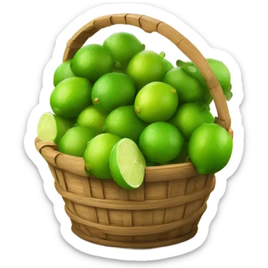 Limes falling out of a wooden basket sticker