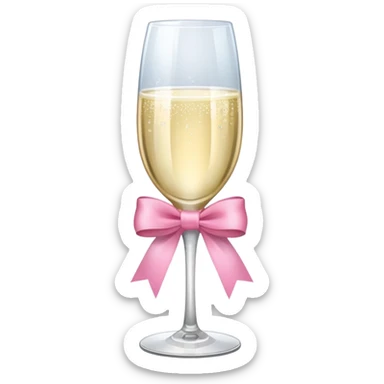 champagne glass with a pink ribbon on it sticker