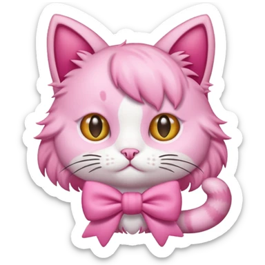 Pink cat with a bow sticker