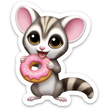 sugar glider holding donut sticker