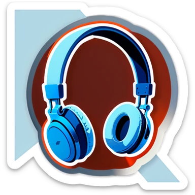 Pastel light blue headphones  sticker