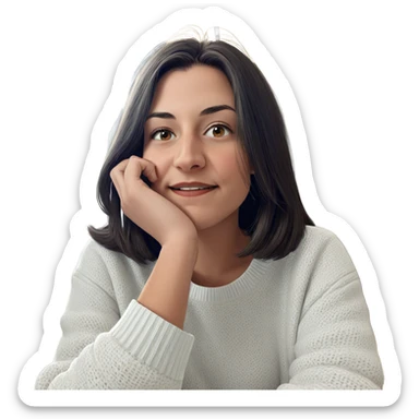 girl in white sweater indoors sticker