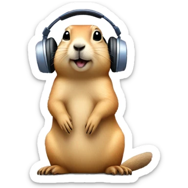 prairie dog listening music sticker