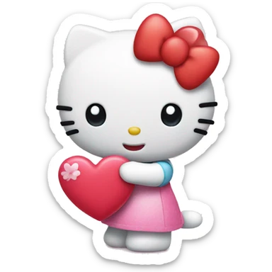 hello kitty holding heart  sticker