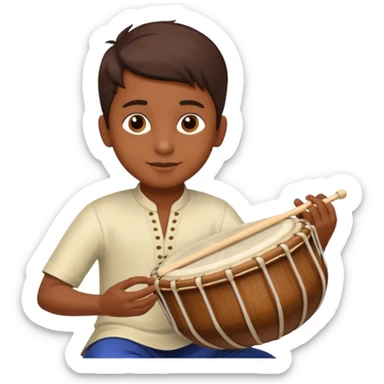 Boy playing tabla an indian music instrument  sticker