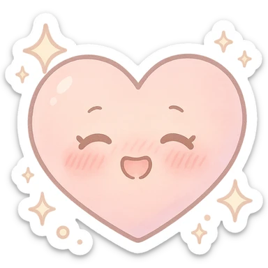 anime heart with sparkles, blushing, kawaii expression, soft pastel colors sticker