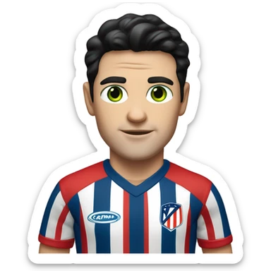 White man with green eyes and black hair Altético de madrid shirt sticker