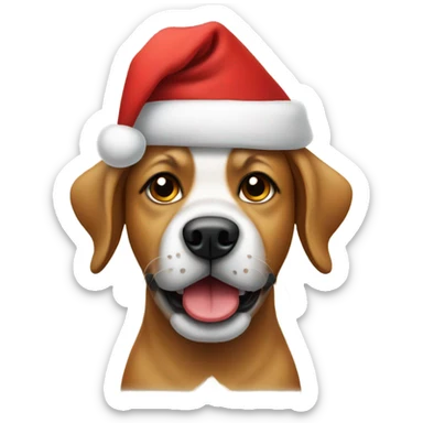 Dog wearing a Santa hat sticker
