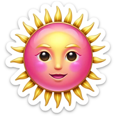 sun looking eye, gowing sun gold pink sticker