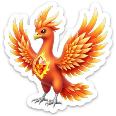 Pokemon legendary laranja and red crystal moltres sticker