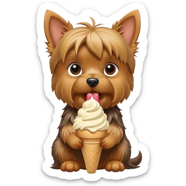 Yorkshire terrier eating icecream sticker