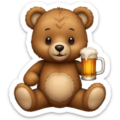 Teddy bear with a beer  sticker
