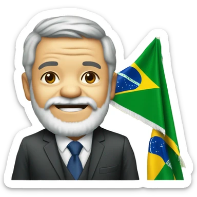 cria um emoji do Presidente Lula segurando a bandeira do Brasil sticker