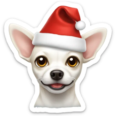 White Chihuahua Christmas hat sticker