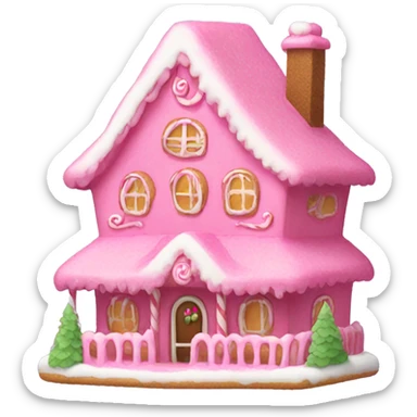 Pink gingerbread house sticker