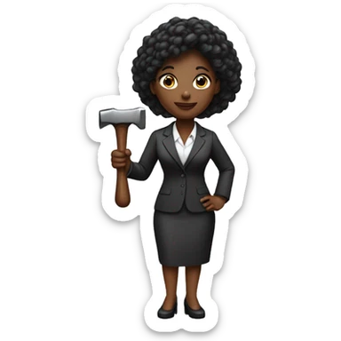 A black female lawyer, with a hammer in her hand ￼ sticker