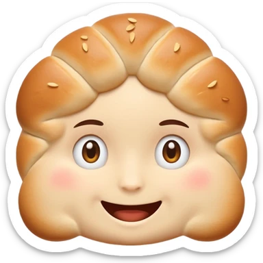 Friendly brötchen emoji avatar, cute and minimalistic style, warm eyes and gentle smile, flat design, soft shapes, clean modern look, highly recognizable at small sizes, centered composition, transparent or solid background, app icon quality. sticker