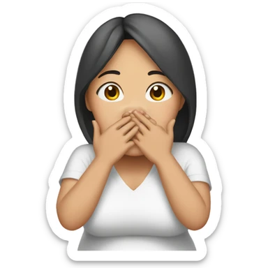 Pregnant Asian woman covered her mouth with her hands sticker