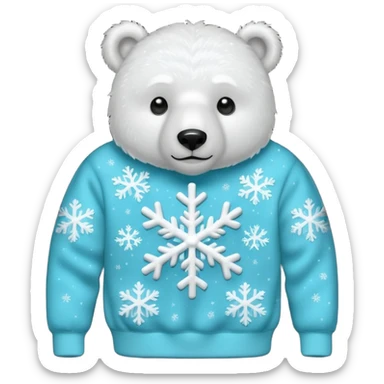 Glitter polar bear
with cyan snowflake on a black sweatshirt sticker
