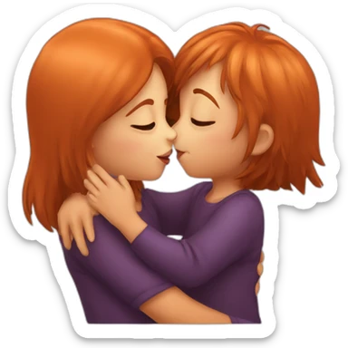 orang cat kissing girl sticker