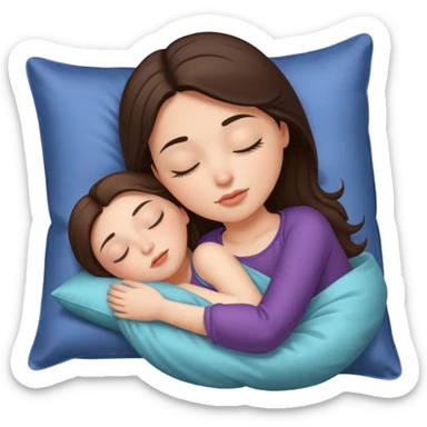 Emoji sleeping beauty brunette white girl with a silk pillow sticker