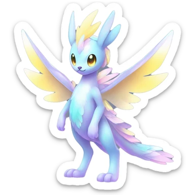 Shiny Shy Cool Sparkly Colorful Pastel beautiful fantasy Kawaii Ethereal Sona Fakemon-animal Full Body sticker
