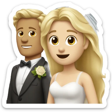 Blonde Frau lange Haare und Mann mit Anzug braune Haare und Bart heiraten sticker