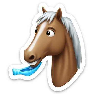 a humanoid horse that’s brushing his teeth and is happy sticker