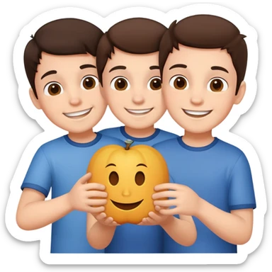 Three young brunette brothers playing together  sticker