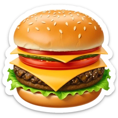 short, single patty cheeseburger with classic toppings sticker