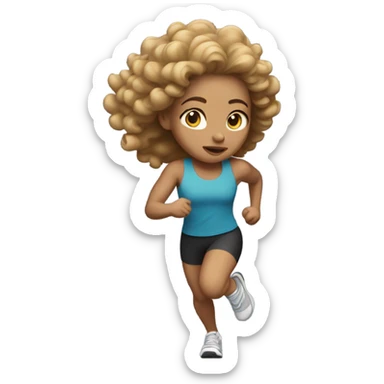 Running woman light skin with curly hair  sticker