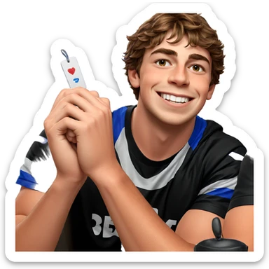 smiling boy with brown hair sticker