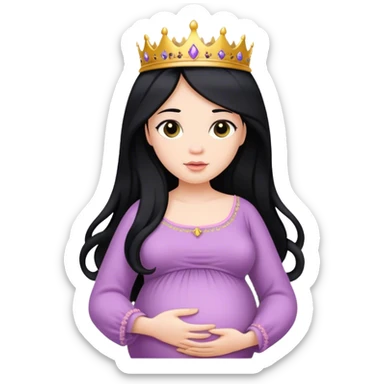 Pregnant princess with black long hair sticker
