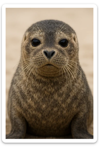 realistic seal, front view, detailed fur and whiskers sticker