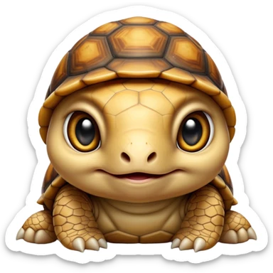 cinematic-baby tortoise-realistic--emoji,,-cute-wise-face-peering-ahead-with-calm-determination,-cute large-eyes-reflecting-centuries of wisdom, sticker