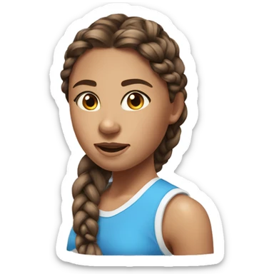 realistic portrait of girl, braided brown hair, sporty figure, sunkissed Skin  sticker