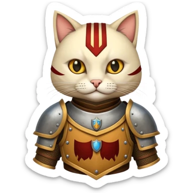 Crea un gato con armadura medieval sticker