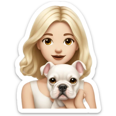 dreamy girl with beige but whiter French bulldog puppy sticker