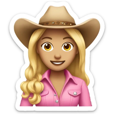 Blonde cowgirl with pink hat sticker