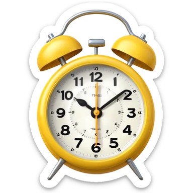 Generate a high-quality image of a generic yellow alarm clock with twin bells on top, classic shape, realistic color and shading, smooth gradient colors, no facial features, no brand marking


 sticker