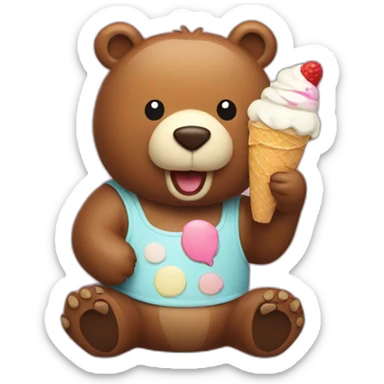 bear eating an ice cream sticker