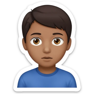 Dark brown hair, make the boy mixed race and is a boy and make his eye a bit smaller sticker