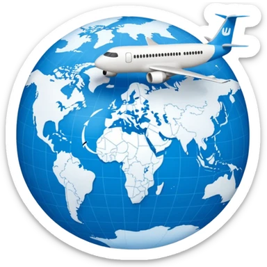 emoji de viaje, algo como un avion dandole la vuelta al mundo o dirigiendose a un destino en un mapa sticker