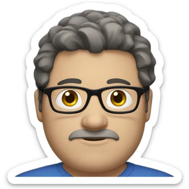 white-40-year-old-fat-man-with-long-gray-black-hair-brown-eyes-blue-glasses-and-no-beard. sticker