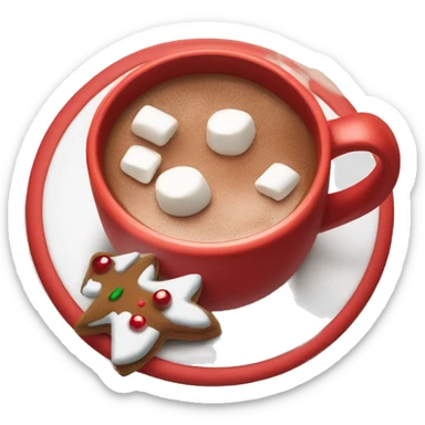 christmas red colour cup with hot chocolate and marshmallows with more Christmas details  sticker